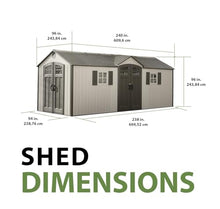 Lifetime 20 x 8 Ft. Outdoor Storage Shed with Steel Reinforced HDPE Walls, Lockable Doors, Windows, Skylights, Adjustable Shelving, Slip‑Resistant Floor, UV‑Protected Backyard Shed