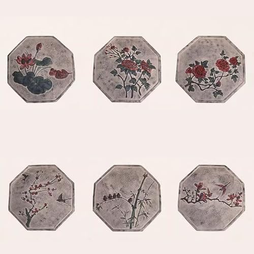 Elitix Stepping Garden Stone Garden Flower Stepping Decorative Stone 1 Pcs/ 6pcs, Vintage Stone Door Step for Lawn Landscaping Pathway, Chinese Style Ornaments Tiles Stone(Color:1 Set)