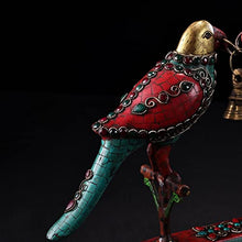 Generic 14" Tibetan Temple Collection Old Bronze and Gold Painted Gem Turquoise Bird Wind Chimes
