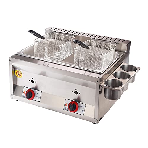 Dntum Premium Commercial Fryer, Gas Fryer with Spice Trough and 2 Stainless Steel Frying Baskets, Adjustable Firepower for Commercial and Home use, Easy to Clean
