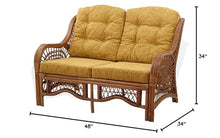 SunBear Furniture Lounge Malibu Loveseat Sofa ECO Natural Rattan Wicker Handmade Design Cognac