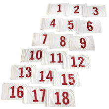 Vispronet Numbered Golf Flags (18) – 20in x 14in White & Red Numbered Flags for Golf Course