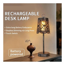 WOAITIANTIAN Desk Lamps Rechargeable Vintage Iron Openwork Table Lamp for Indoor & Outdoor Ambient Lighting