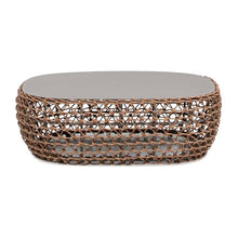 Jennifer Taylor Home Willow 40.5" Oval Woven Patio Coffee Table, Golden Brown Wicker
