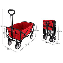 WAFEOGK Portable Utility Wagon Home Garden Cart with Storage Basket Folding Camping Outdoor 4 Wheels Beach Trolley