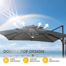 Ombrellon 10 X 13 FT Cantilever Patio Umbrella Outdoor with Lights & Base