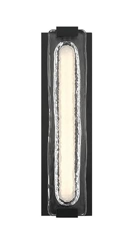 Eurofase Hiltic 1-Light LED Outdoor Wall Sconce – 17.5" Matte Black Modern Exterior Wall Light, Clear Glass Shade, Wet-Rated for Porch, Patio & Entryway