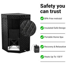 Burneek Home Sauna - Portable Sauna for Home - Steam Saunas for Home with 1600W Steam Unit - Heats to 150°F- Insulated Cover, Portable Chair, Floor Mat, Remote Control, & Carry Bag, Indoor Sauna