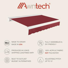 Awntech 8' Full Cassette Manual (8' x 6.5') Retractable Patio Awning, Linen/White Stripe