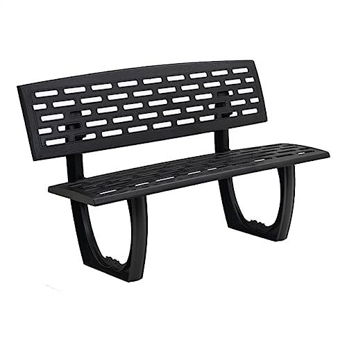 Park Patio Seat Outdoor Bench 57.0 Inch Aluminum Park Chair With Backrest, 2 Seater Outdoor Leisure Chair For Terrace Lawn