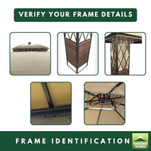 Garden Winds Reinforced RipLock 350 Replacement Canopy Top and Netting Set Compatible with EG Wicker 10’ x 10’ Gazebo Model GF-16S097B - Beige