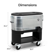 Permasteel 120-Qt Rolling Ice Chest, Portable Patio Party Bar Drink Cooler Cart with Wheels, Drink Dividers - Perfect for Outdoor or Indoor Entertaining, and Parties, Galvanized Steel