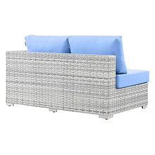 Modway Convene Wicker Rattan Outdoor Patio Left-Arm Loveseat in Light Gray Light Blue