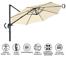 RWGOVLU Cantilever Parasol, 10Ft Outdoor Offset Parasol, Hanging Umbrella, Sun Shade Umbrella Waterproof with Crank & Tilt, UV Protection, Base not Include,1 White