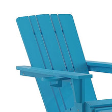 Flash Furniture Halifax Poly Resin Adirondack Chair with Cup Holder and Pull Out Ottoman, All-Weather Poly Resin Indoor/Outdoor Lounge Chair, Set of 2, Blue