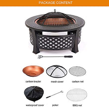 Fire Pits Fire Pit Table BBQ Grill Ice Pit with BBQ Grill Net Mesh Screen Cover for Camping Picnic Bonfire Patio Backyard Garden Beaches Park
