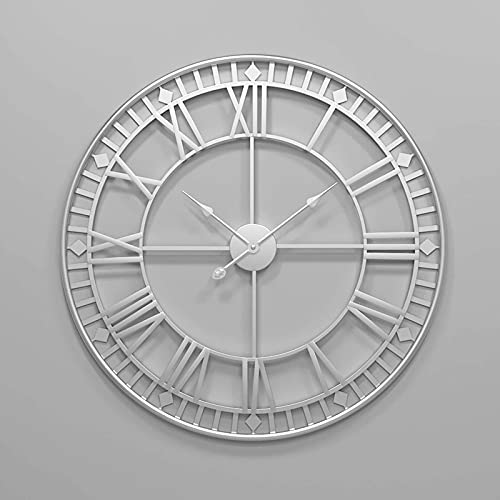 SBTXHJWCGLD Outdoor Garden Wall Clock, 80 cm Large Round Metal Garden Clock Roman Numerals Giant Open Face Retro Waterproof Outdoor Clock Indoor Outdoor Decoration Outside Clock,C