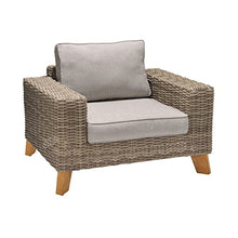 Armen Living Bahamas Outdoor Wicker & Teak Wood Lounge Chair Natural Taupe Beige
