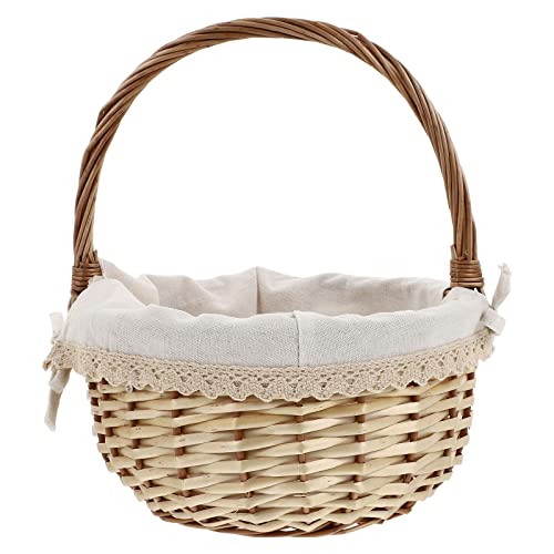 Picnic Baskets Basket Picnic Market Flower Storage Woven Vegetable Fruit Rattan Handleegg，