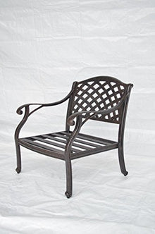 Nassau Outdoor Patio Club Chair Dark Bronze Cast Aluminum Set of 2, Walnut Cushions