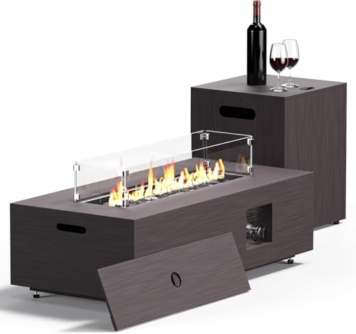 Jocoevol Fire Pit Table 50,000 BTU 42" Rectangular Propane Fire Pit Outdoor