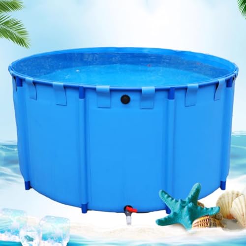 Zfmnoyev Pool Above Ground Canvas Fish Pond Pool, Large Foldable Emergency Water Storage Pool, Outdoor Fish Pond Storage Tank, for Breeding Koi, Water Irrigation, Easy to Install(1.2x0.8m)