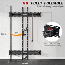 SkiPack Folding Squat Rack Wall Mounted with Weight Bench Black