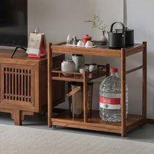 GKOKG Coffee Tables Chinese Style Tea Cabinet Solid Wood Small Table Side Trolley Mobile