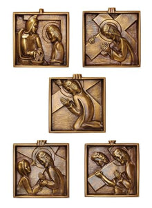 Church Supply Set of 14 Stations of the Cross Plaques, 4.75", Solid Brass