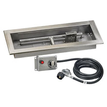 American Fire Products | 18" x 6" Rectangular Drop-in Fire Pit Pan with Electric Ignition System Kit, CSA | Stainless Steel, Use in Outdoor Fire Pit | for Natural Gas or Propane Fires