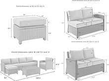 Crosley Furniture Bradenton 5-Piece Outdoor Sectional Sofa Weathered Brown with Sangria Cushions