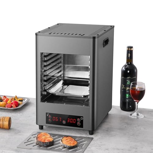 KJLYLPP Steak Broiler, Electric Steak Grill, Stainless Steel, with Touch Buttons and 8 Grilling Slots, Max Temperature 800℃, Suitable for Cooking Steak, Vegetables, Fruits