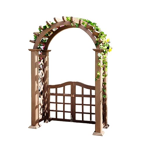 MELPHI Wooden Garden Arch, Outdoor Garden Arch with Double Gate, Garden Arbor for Various Climbing Plant, Outdoor Garden Lawn