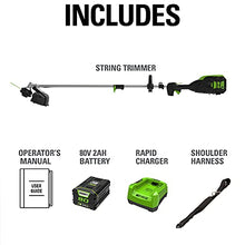 Greenworks 80V 16 in Cordless String Trimmer, 2.0 Ah Battery