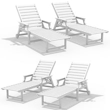Tioline Pool Lounge Chairs Set of 4,HDPE Patio Lounge Chair Outdoor White