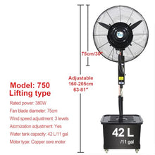 USZWBY Portable Misting Fan - 26In Outdoor Cooling Fan with 3 Speeds, Ideal for Restaurants, Garages, Gyms, Workshops - Liftable & Versatile Cooling Solution (75Cm/30In)