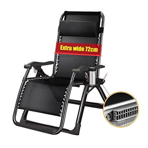 Extra Wide Adjustable Lounger Chair Portable Garden Patio Relaxer Lounge Chair with Cup and Phone Holder Comfortable Breathable Max Load 150kg #2