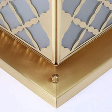 LumosPro Antique Waterproof Square Outdoor Table Light - Gold Copper Patio Pillar Lantern for Garden, Courtyard, and Porch (Large Size)(C)