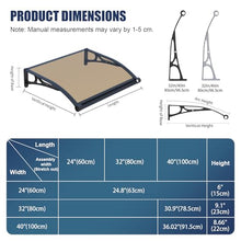 NEBAIKA Awnings for Outside, 40x120in Door Canopy with Gutter & Alu Bracker