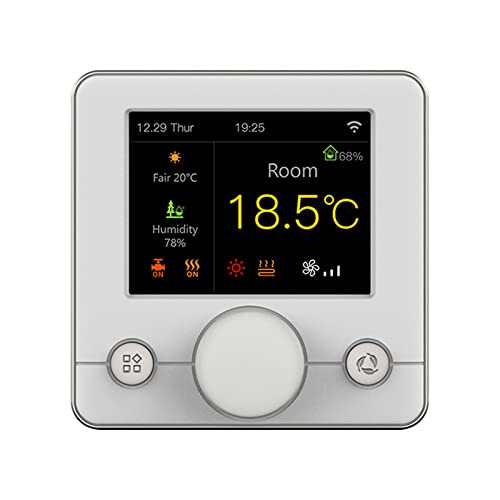 YUNQK Smart Thermostat Intelligent Floor Heating &Fan Coil Unit Thermostat Indoor Constant Temperature Controller(Black)
