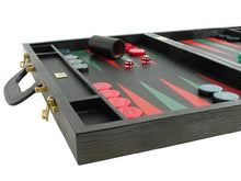 Zaza & Sacci Leather Backgammon Board Set Large Black Lizard II