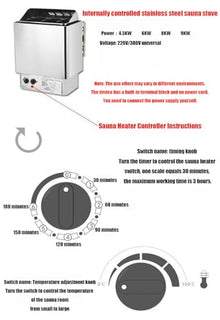 ToayNia Stainless Steel Electric Sauna Stove,Sauna Steam Room Heating Equipment,Dry Steam Bath Sauna Stove,Electric Heater Home Sauna,for Home 6.0KW/220V