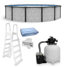 Blue Wave Sevilla 18-ft Round 52-in Deep Hard Sided Steel Frame Above Ground Pool with 6-in Steel Top Seats, 0.5 HP Sand Filter System, Ladder, Skimmer & Liner – 7,200-Gallon Capacity for Family Use