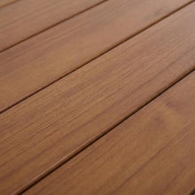 Outdoor Escape Brown Outdoor Dining Table with Aluminum Frame in Teak Wood Look, Contemporary Style, 108W X 40D X 30H, Weather-Resistant Finish