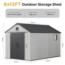 Dastiaque Outdoor Storage Shed,8x12FT Resin Storage Shed for Backyard Patio