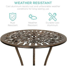 DUYHBAWRS Outdoor Cast Aluminum Patio Bistro Set W Design Antique Finish Copper Outdoor Furniture Set
