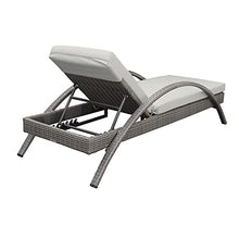 Armen Living Aloha Outdoor Patio Chaise Lounge Chair Gray Aluminum Wicker with Gray Cushion