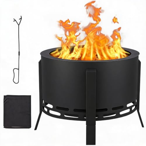 LinTimes 26in Smokeless Fire Pit Carbon Steel