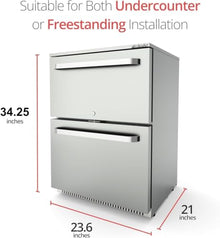Frostronics 24“ Double Drawer Beverage Fridge Under Counter Refrigerator