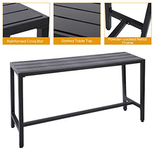Sumshadow Outdoor Patio Bar Set, Bar Height Patio Dining Set, Weather-Resistant Bistro Counter Pub Set with Cushions & Slatted Tabletop for Backyard, Garden, Yard (63" Table, 6 "I Style Stool, Black)